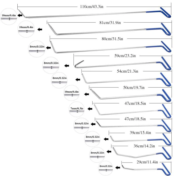 High Quality PDR Hooks 11 Pieces Blue PDR Rods